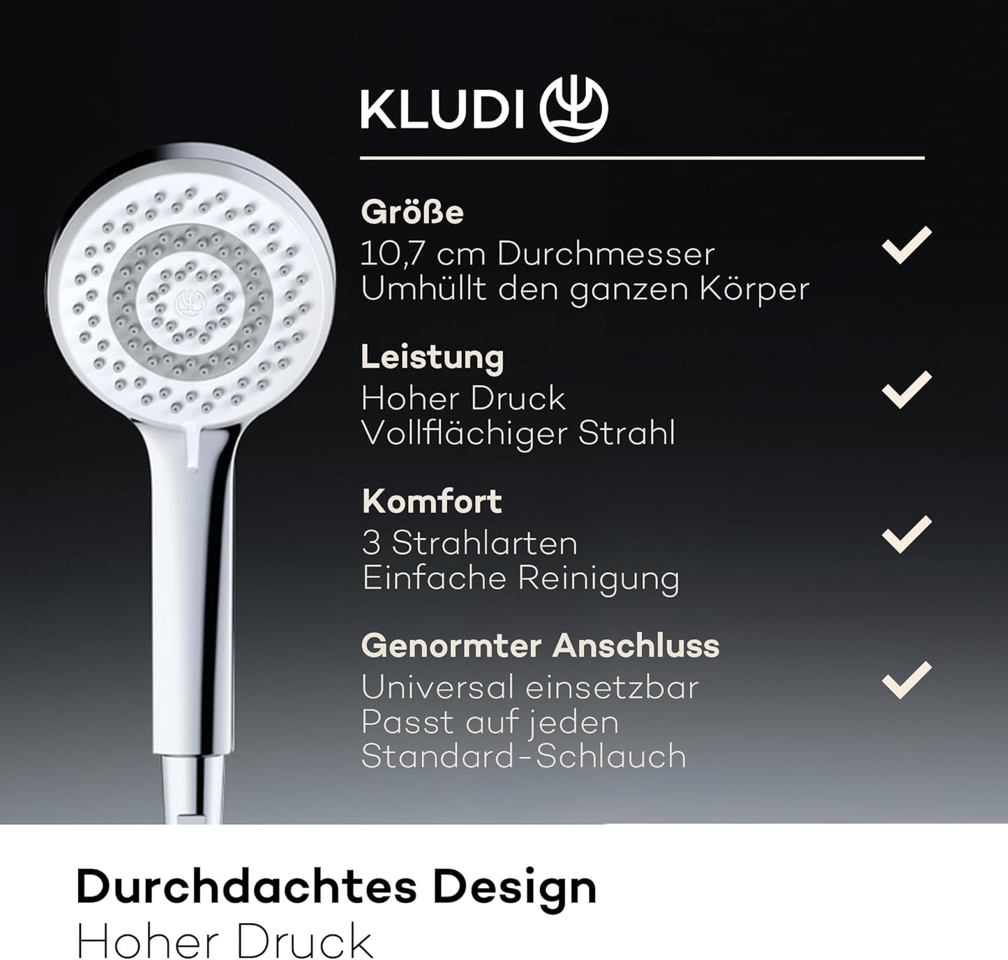X1 Duschkopf, Chrom 3 Strahlarten