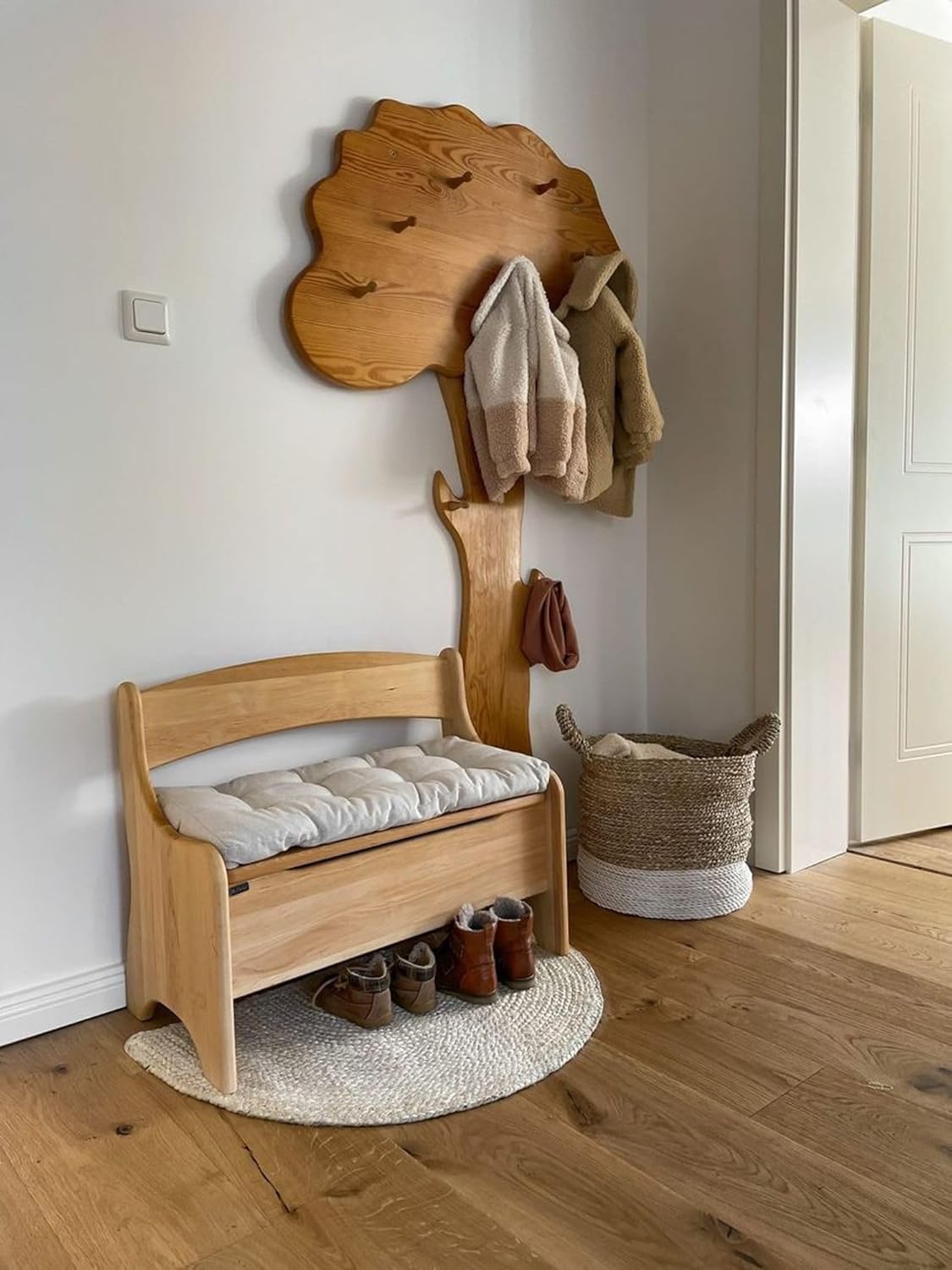 Kindersitzbank Levin mit Geheimfach, Erle Natur, Geölt