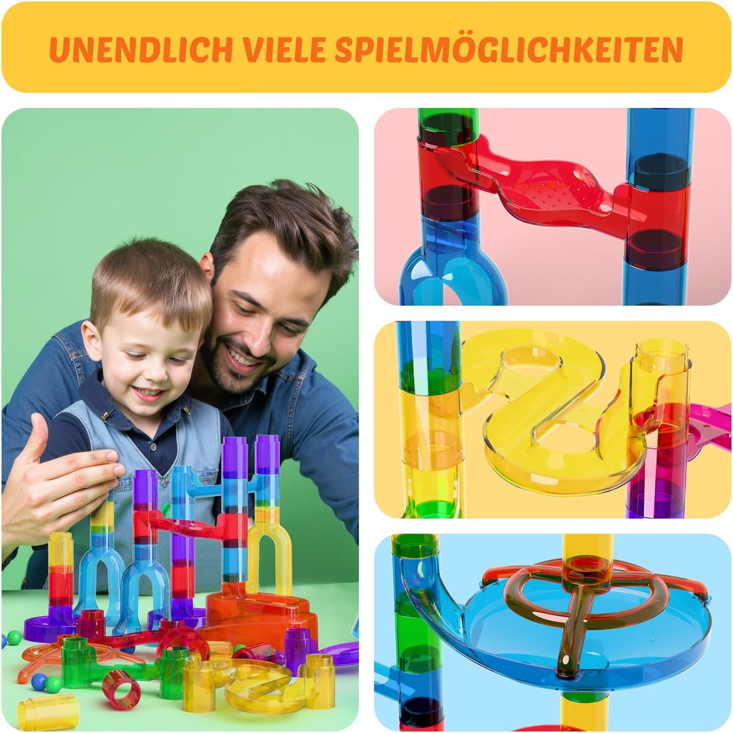 Murmelbahn Logikspiel-Set, 109 PCS Transparent