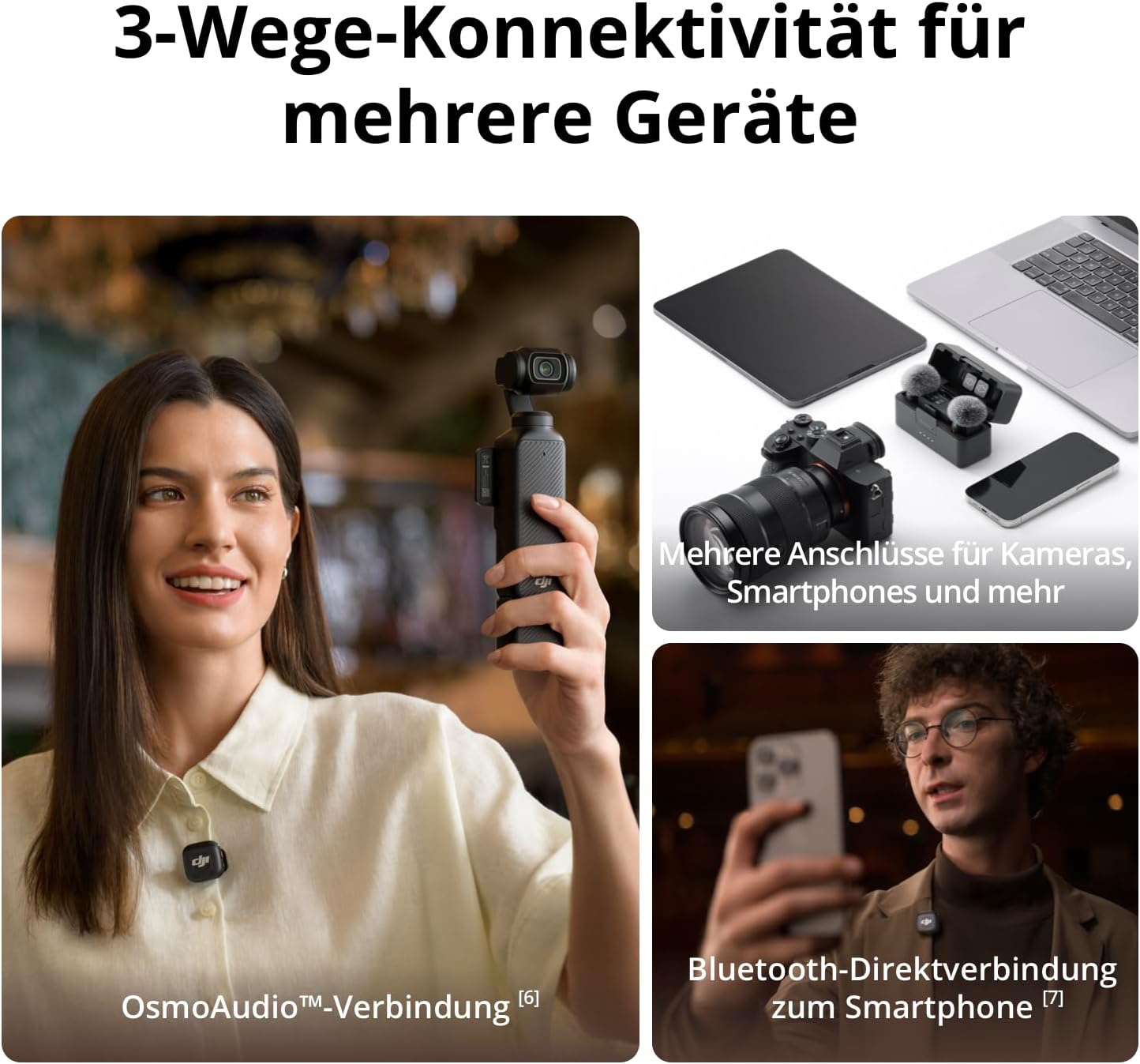 Drahtloses Mini-Mikrofon für iPhone/Kamera/Android, DJI Mic 3 Sender