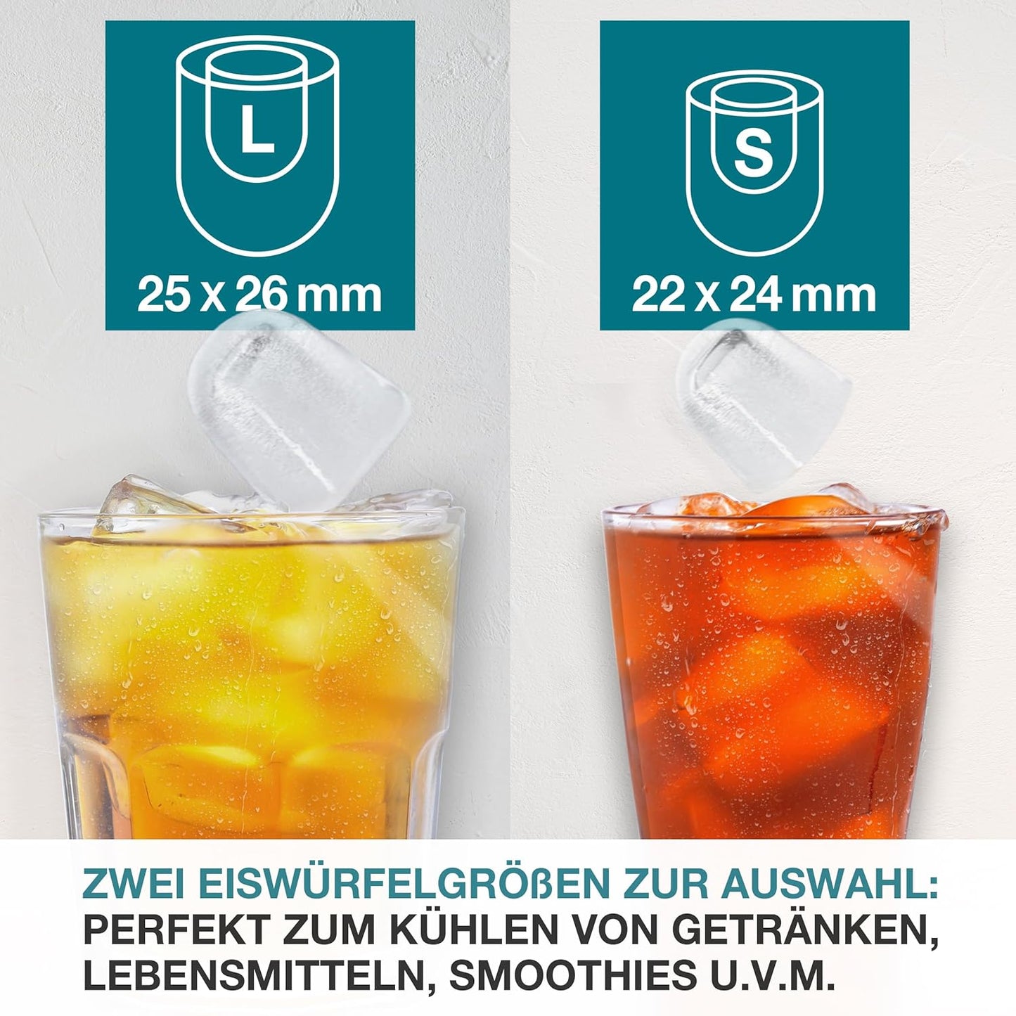 Eiswürfelmaschine mit LED-Display & Eiszange, Silber