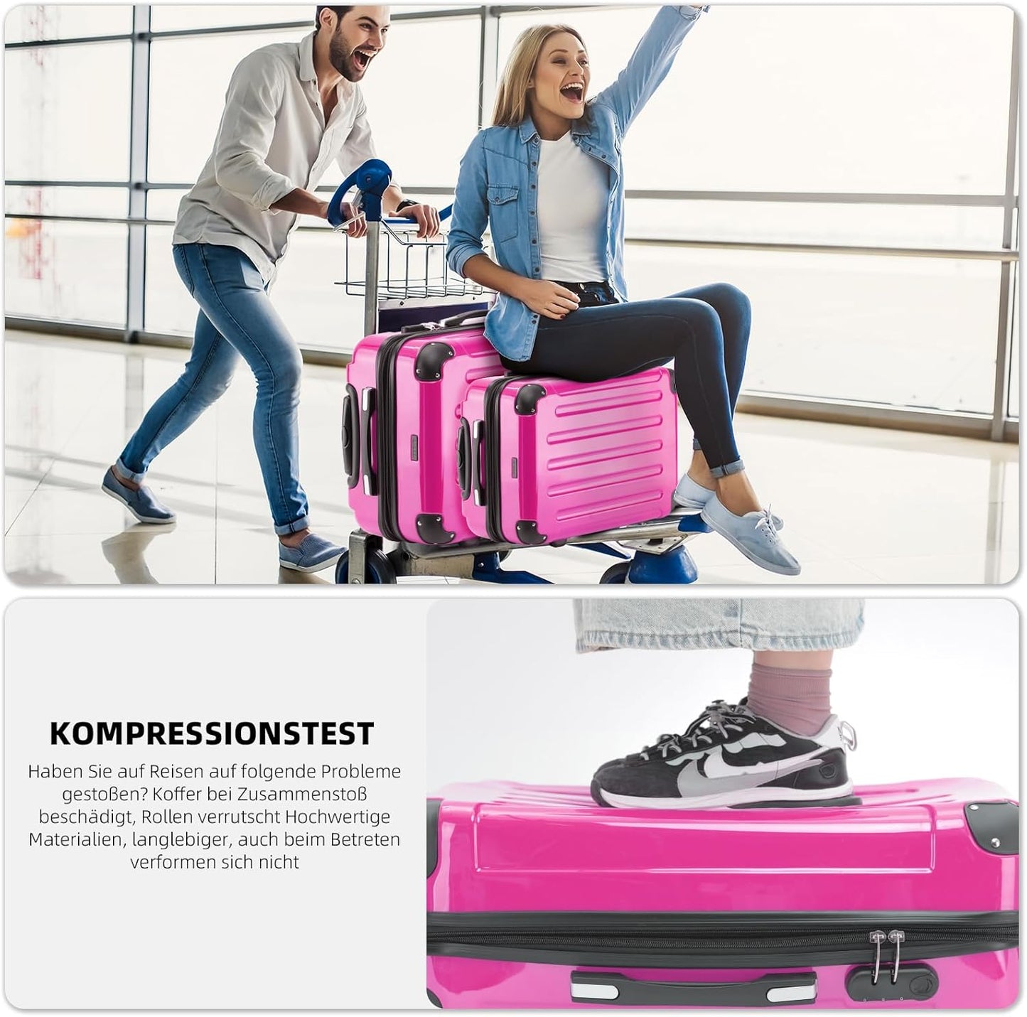 3-tlg. Hartschalenkoffer-Set, Pink SET