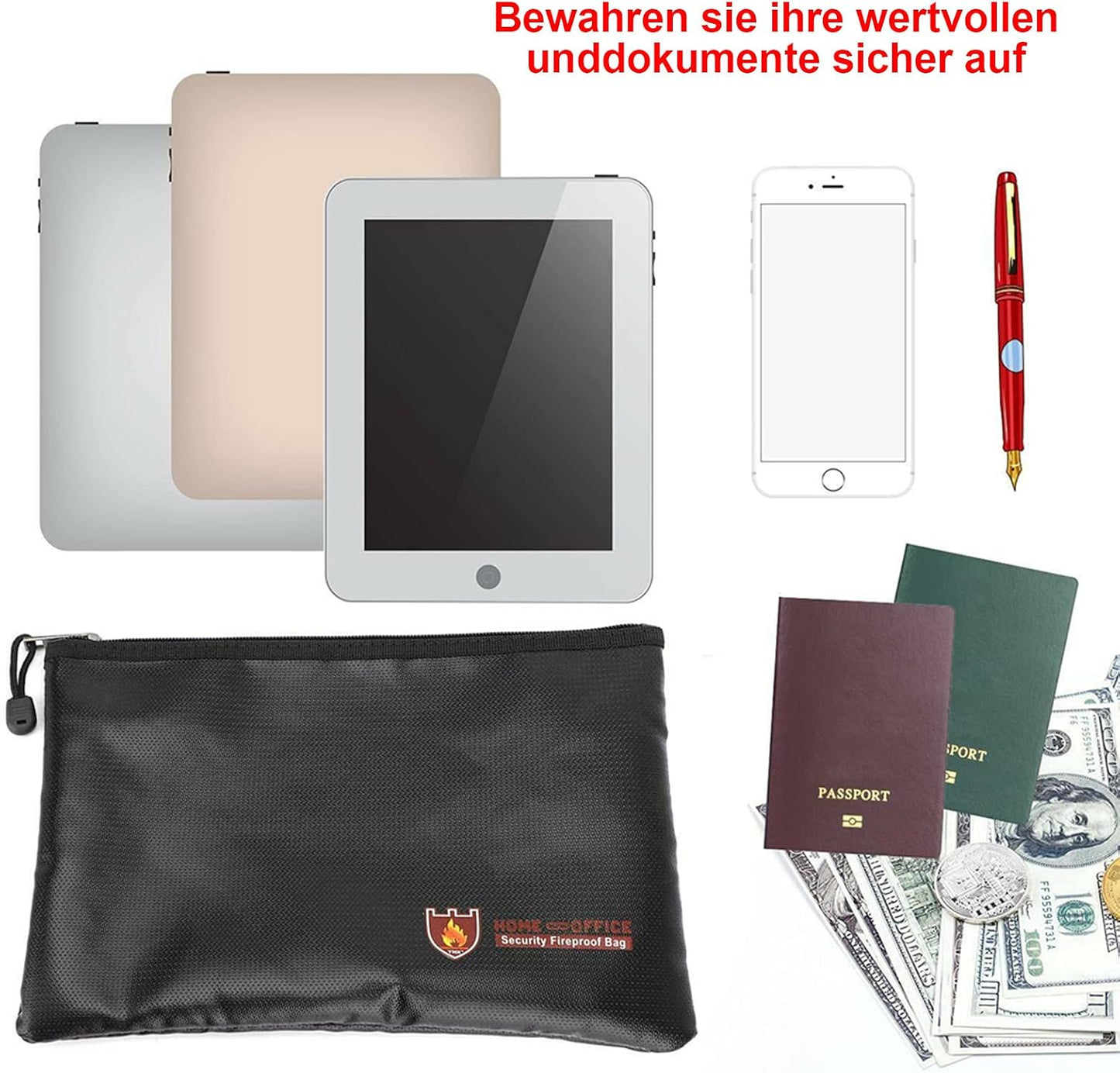 Feuerfeste Dokumententaschen-Set (2 Stück, wasserdicht), L+L