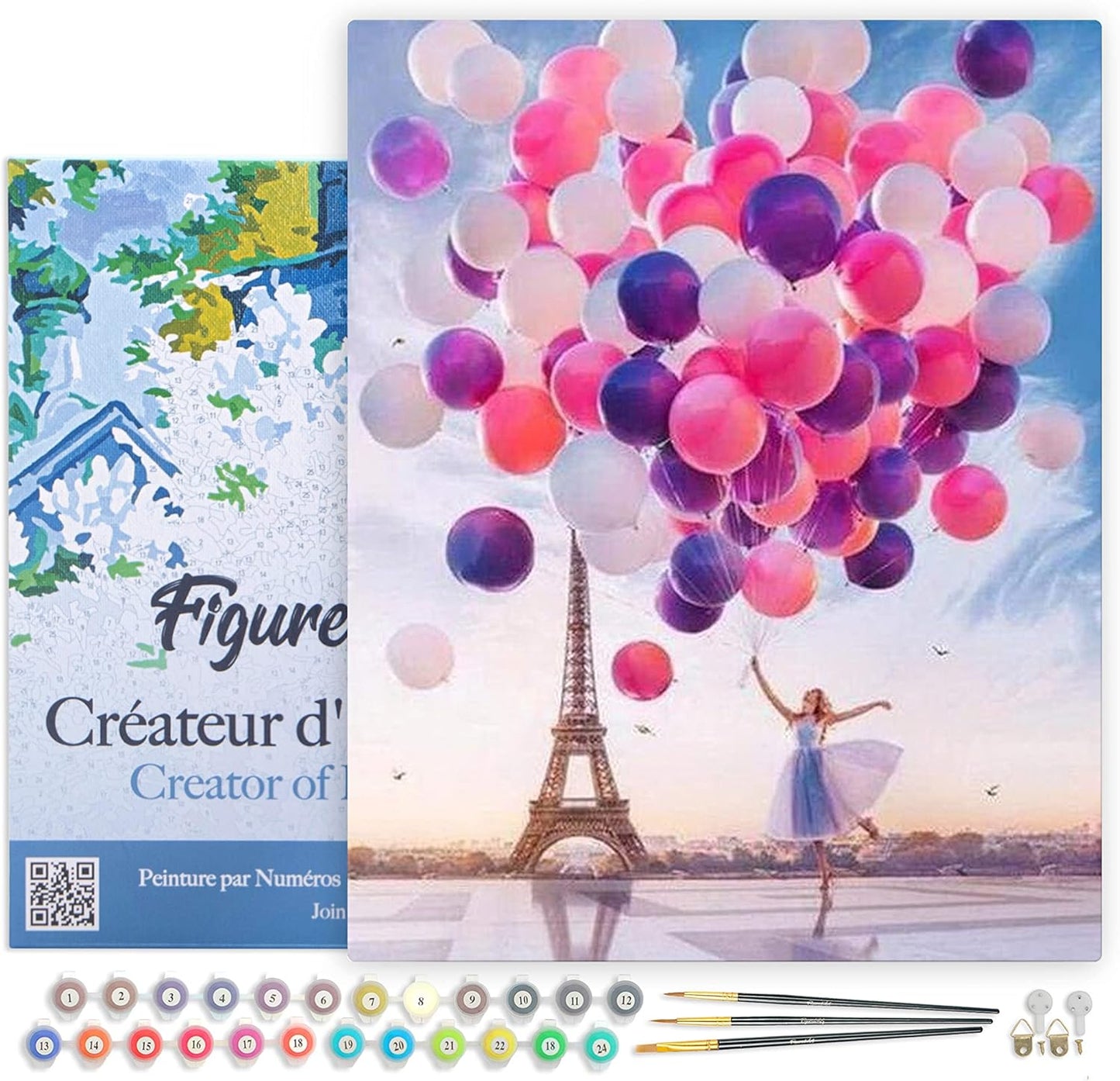 Malen nach Zahlen Luftballons in Paris, Luftballons in Paris 40x50cm Mit Rahmen (bereits gespannt)