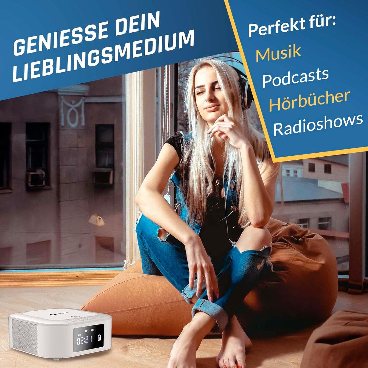 Boombox mit CD-Player und Bluetooth, Weiss