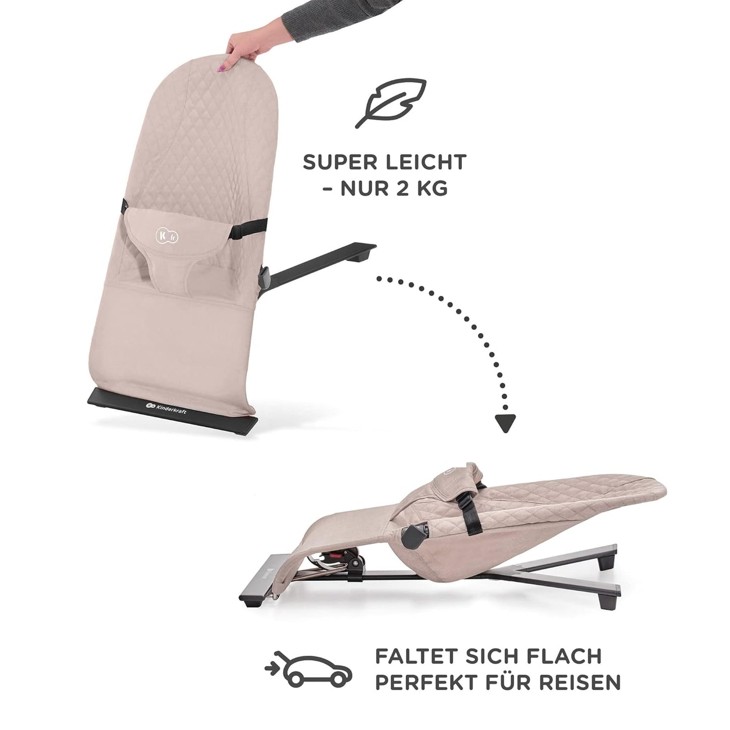 Babywippe Mimi mit Spielbügel und verstellbarer Rückenlehne, Beige