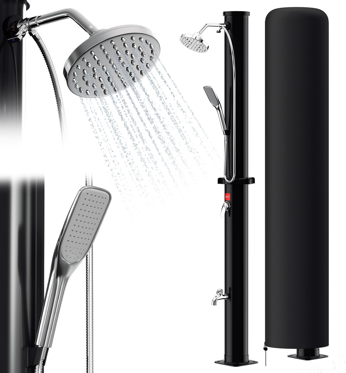 Solardusche mit Fussdusche und schwenkbarem Kopf, 20L mit Schutzhaube