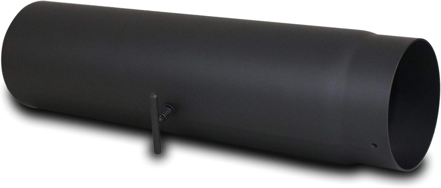 Ofenrohr mit Drosselklappe DN 150 mm, 500 mm Länge, Rohr 500 mm mit Drosselklappe Gussgrau