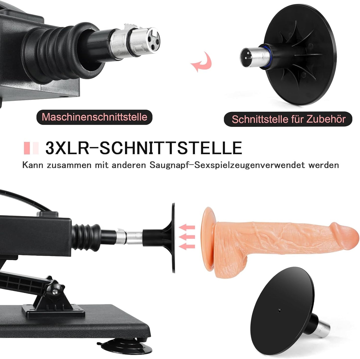 Sexmaschinen-Set mit Dildo und Saugnapfadapter, set 3