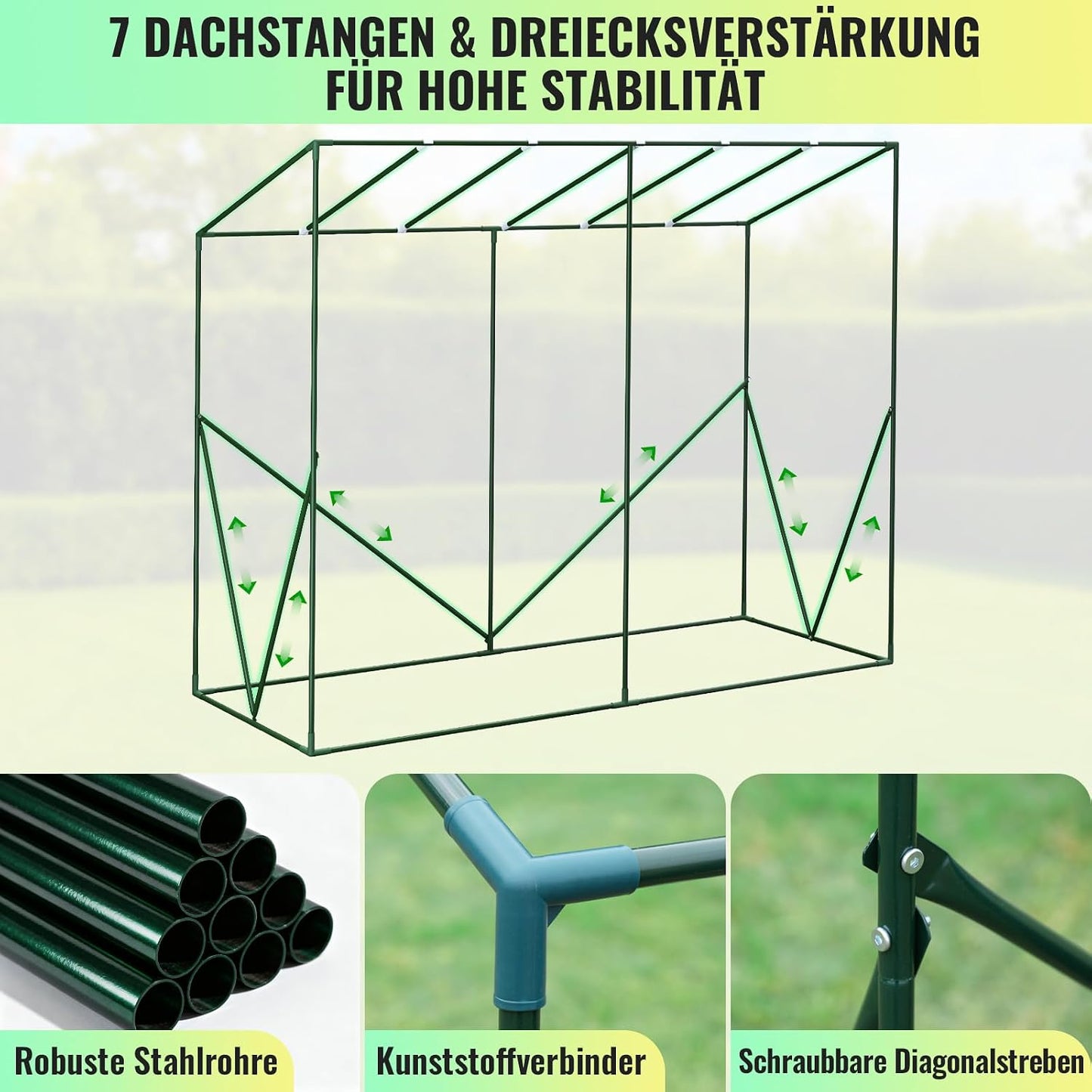 Begehbares Tomatengewächshaus mit Schrägdach