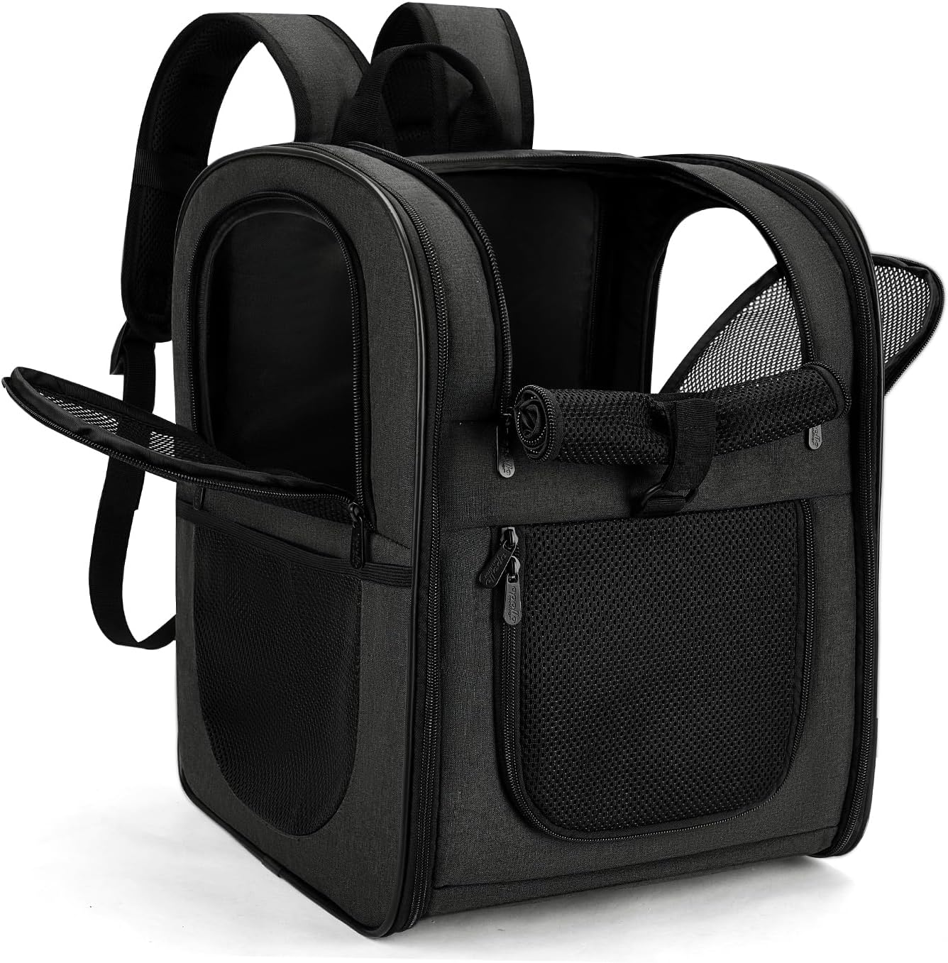 Falzbarer Haustier-Rucksack bis 12 kg, Schwarz-a