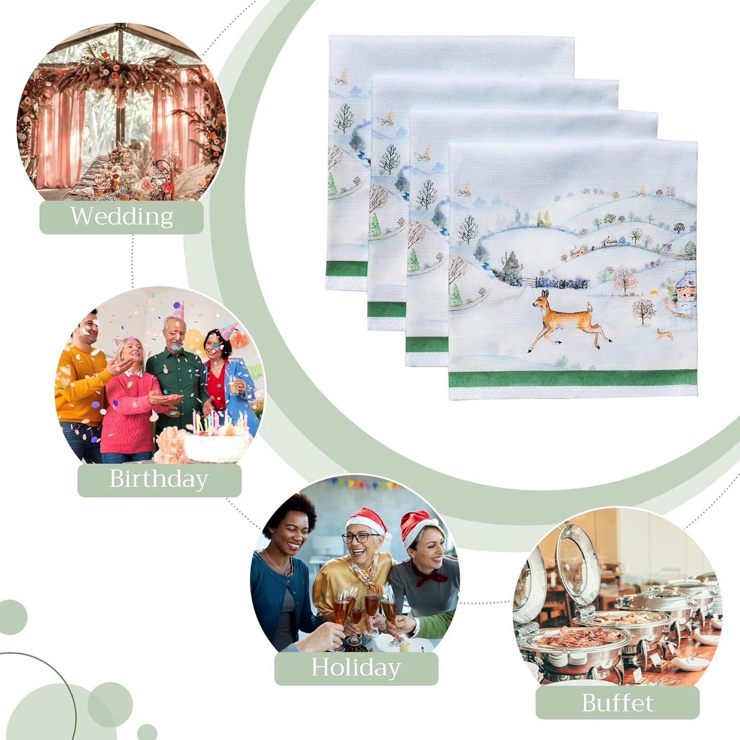 Stoffservietten-Set aus Baumwolle, 28 - Snowy World