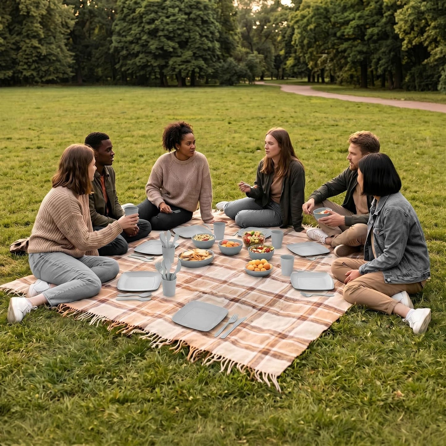 32-teiliges Campinggeschirr-Set, Grau