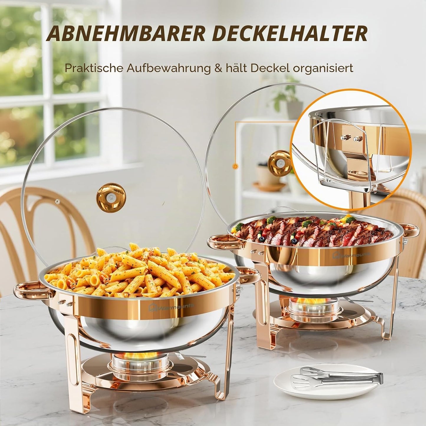 2er-Set Speisenwärmer für Catering, Rose Gold 5L 2