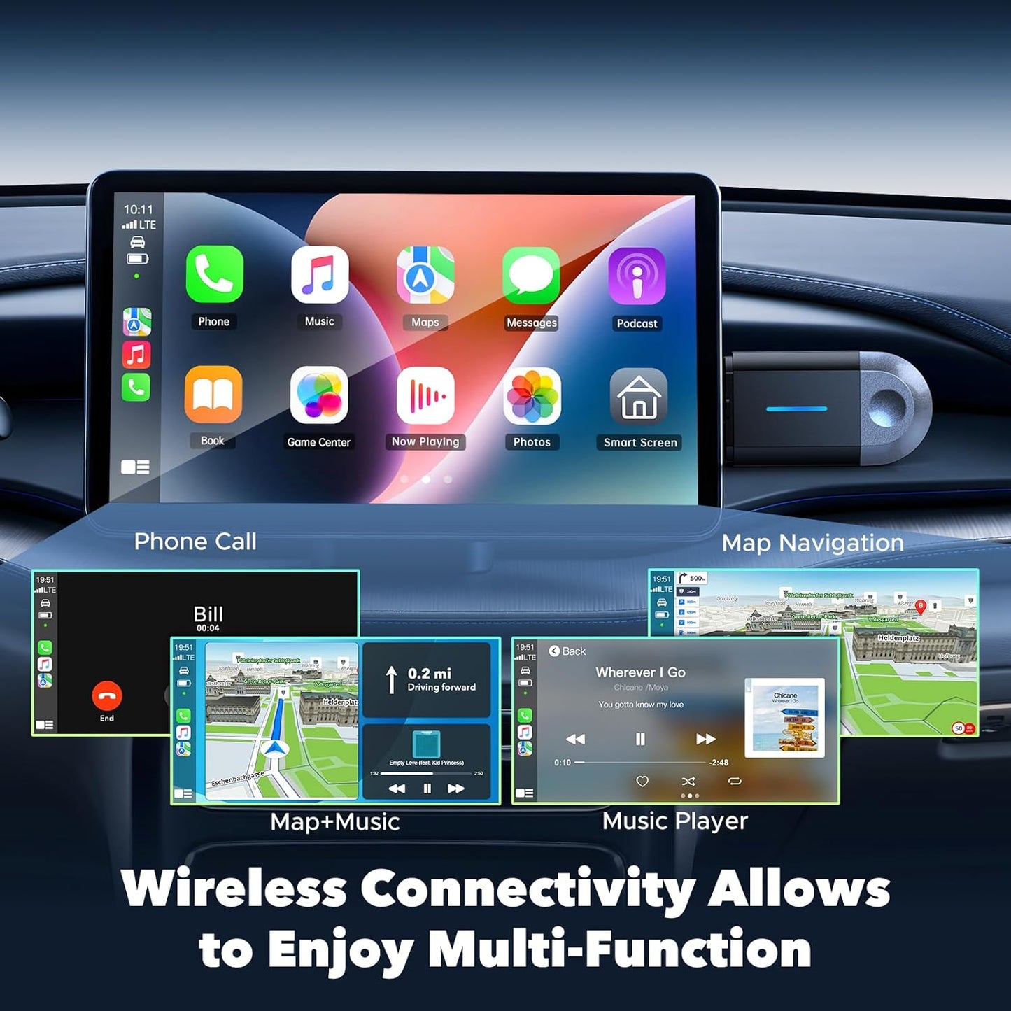 2-in-1 Wireless CarPlay & Android Auto Adapter