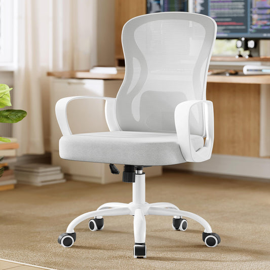 Ergonomischer Bürostuhl mit Lendenstütze, Taubengrau Feste Armlehnen
