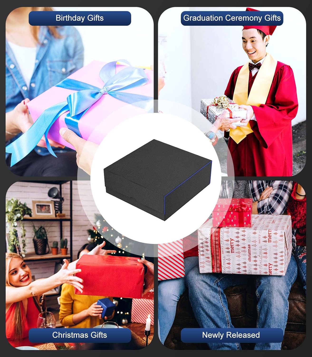 Aufbewahrungsbox für 3000 Sammelkarten, 4-row box, fits 3000+ sleeveless cards Schwarz+blau