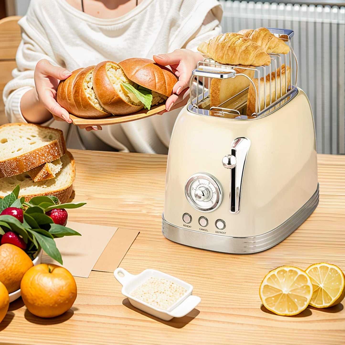 TS-R1S Retro Toaster, Cremeweiss