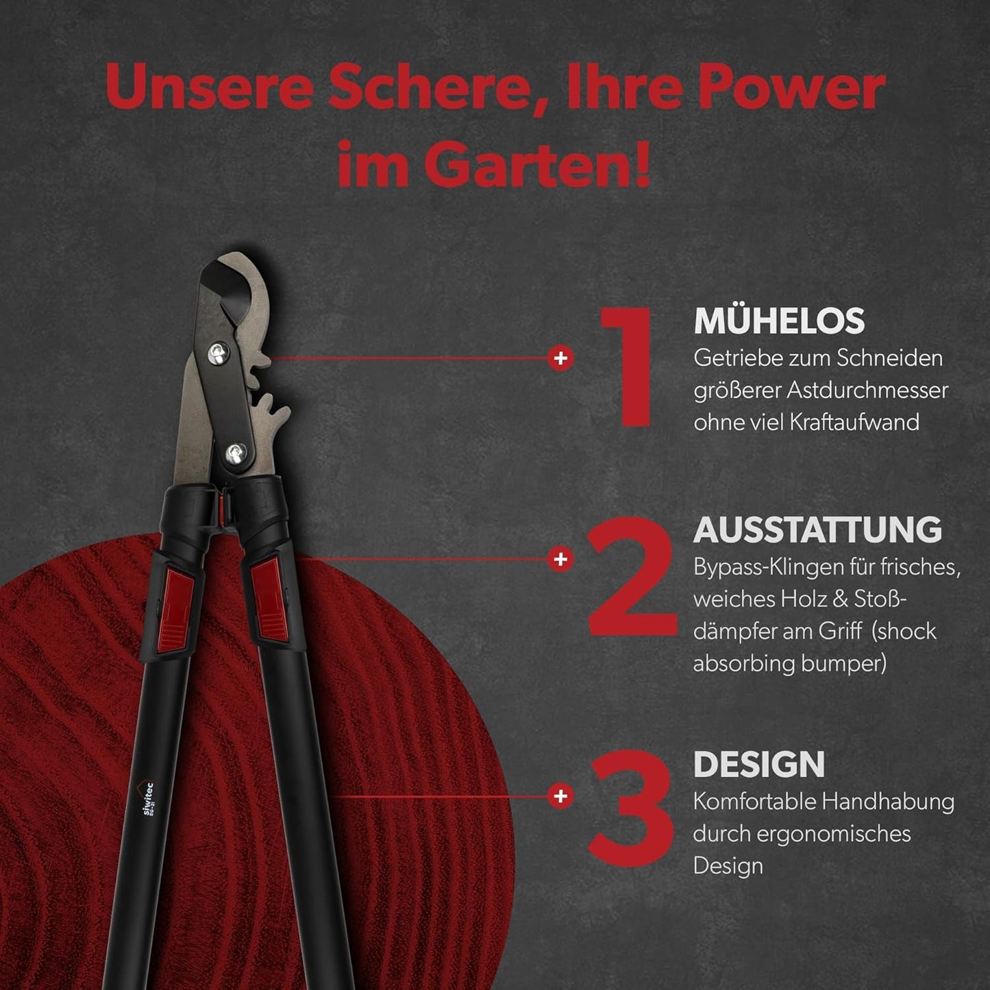 Teleskop-Bypass-Astschere für frisches Holz (66-92 cm), Teleskop-Bypass-Getriebe-Astschere