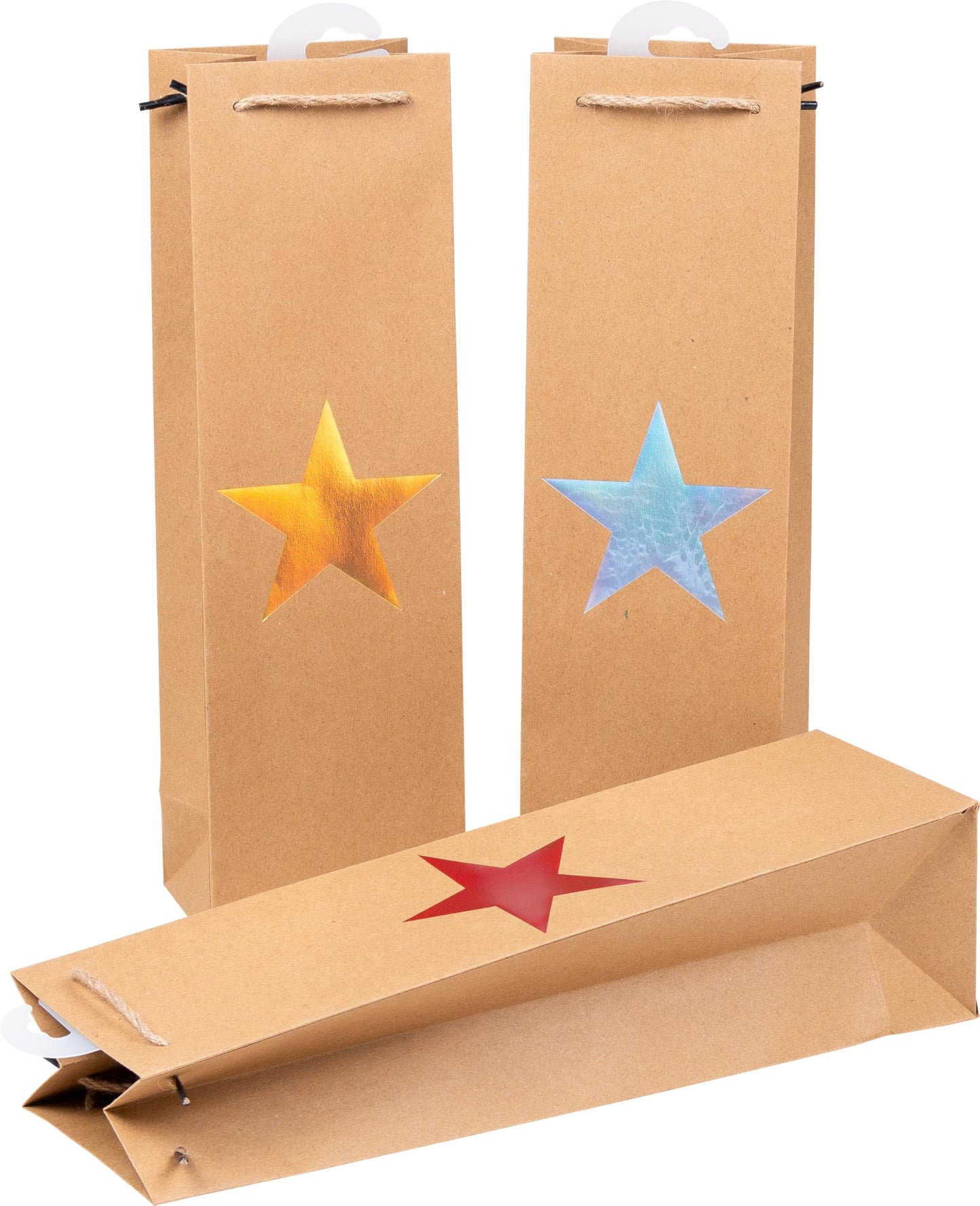 Weihnachts-Flaschentaschen Set mit Stern-Motiv, Flaschentasche 40 x 10 x 12 cm STERN