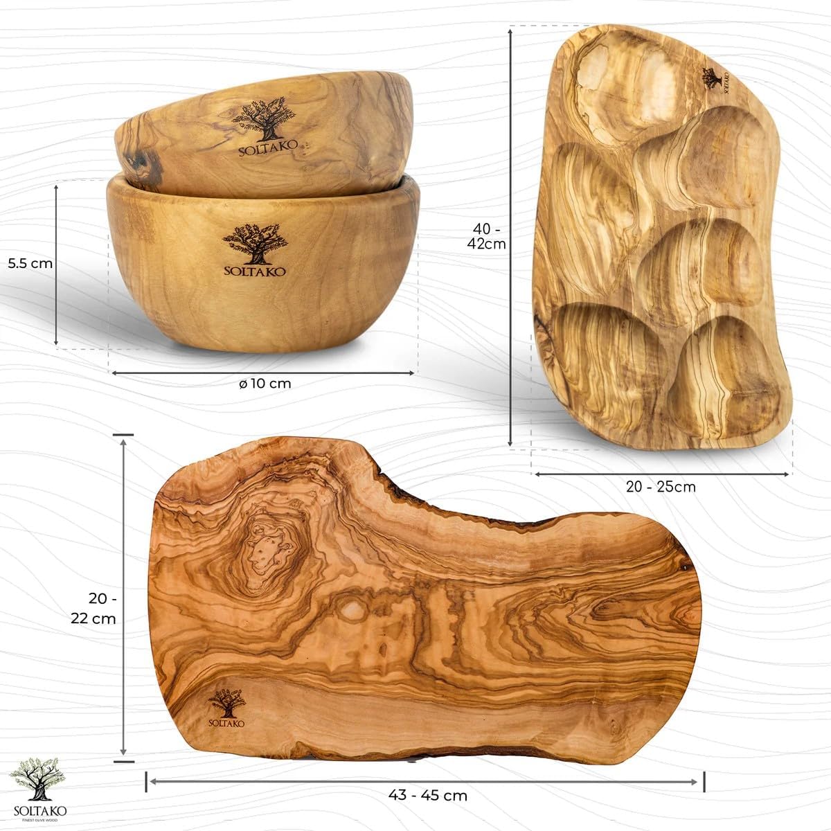 Tapas & Brotzeit Geschenkset aus Olivenholz, 1 Geschenkset Brotzeit 2