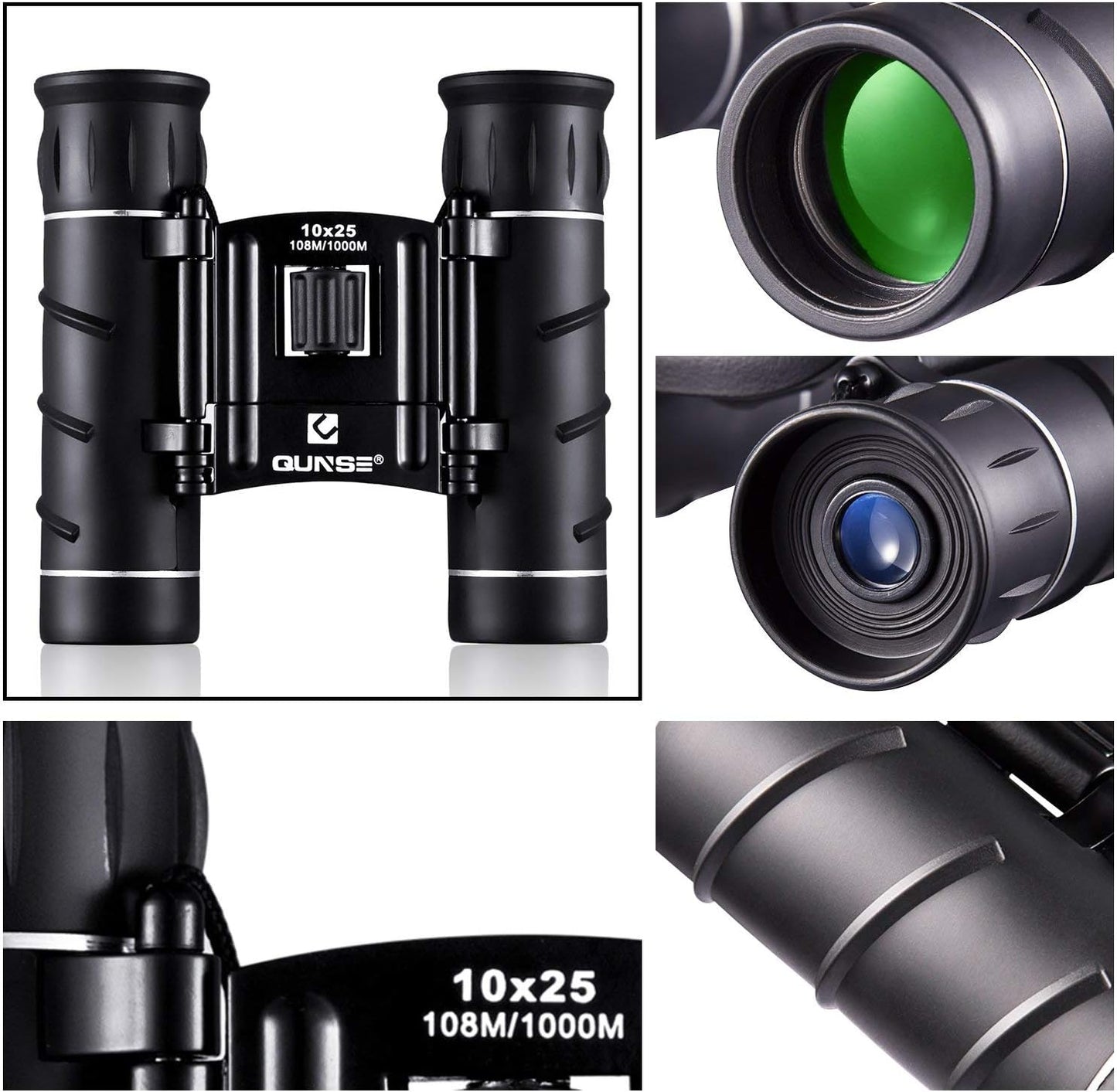 Kompaktes Fernglas 10x25 für Vogelbeobachtung, schwarz