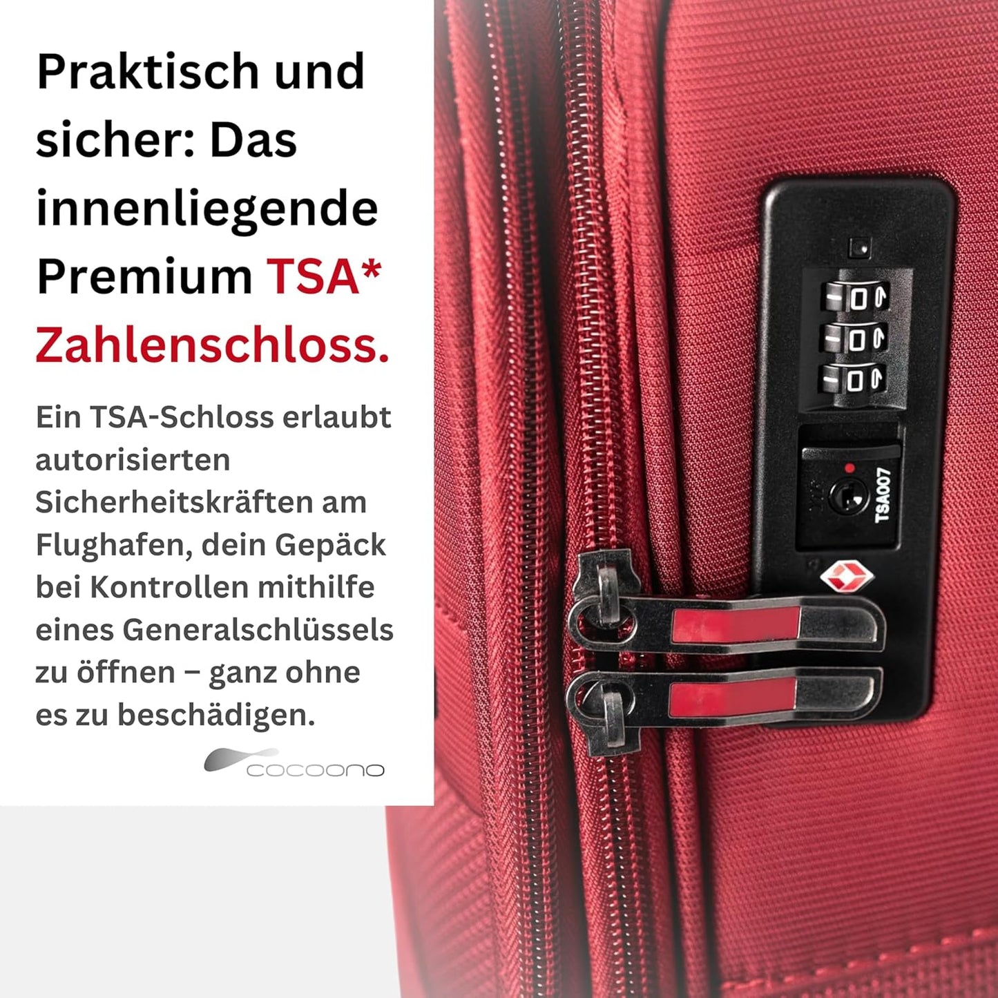 Weichschalenkoffer mit Dehnfalte und 4 Rollen, L Rot