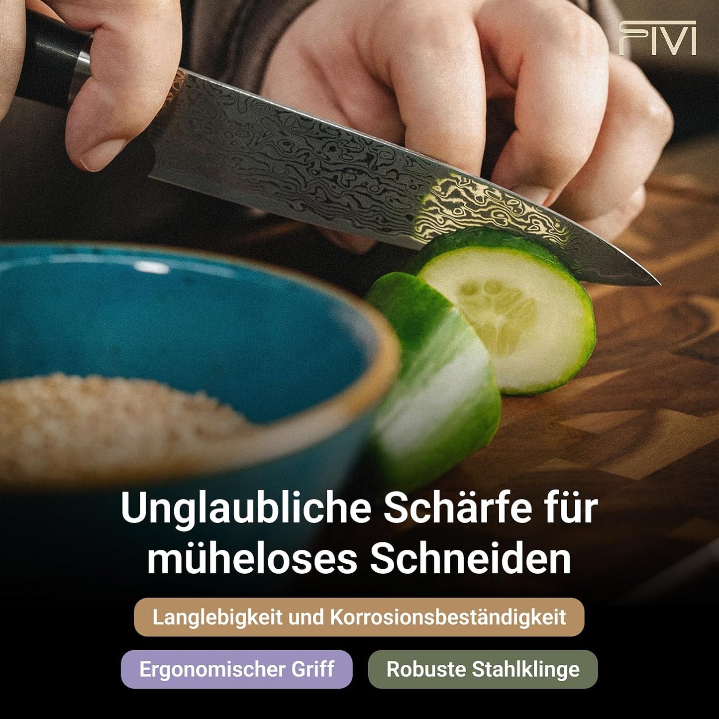 3-teiliges Küchenmesserset (Santoku, Kiritsuke, Office), Set 3-teilig AKIRA, YUNO, SANJI