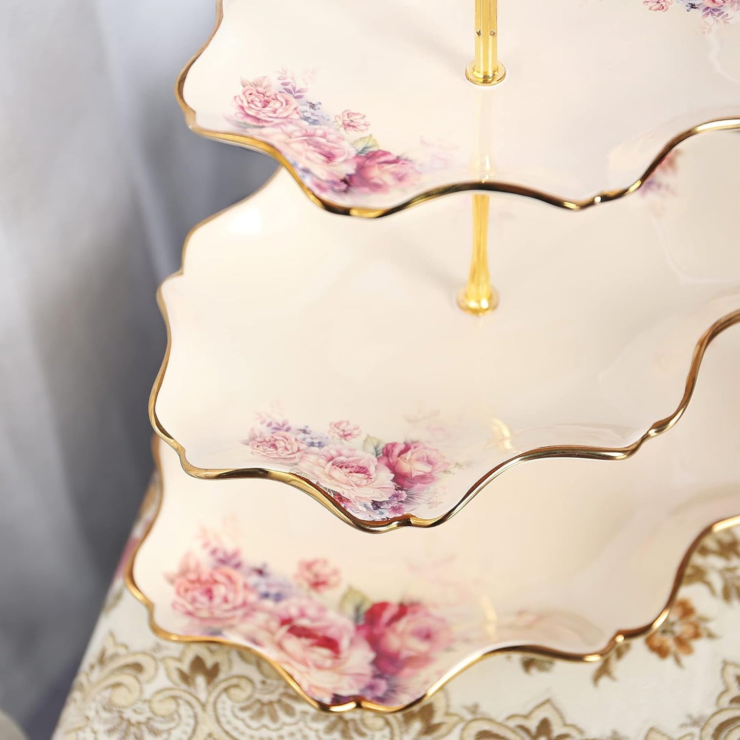 3-stufige Etagère mit Blumenmuster