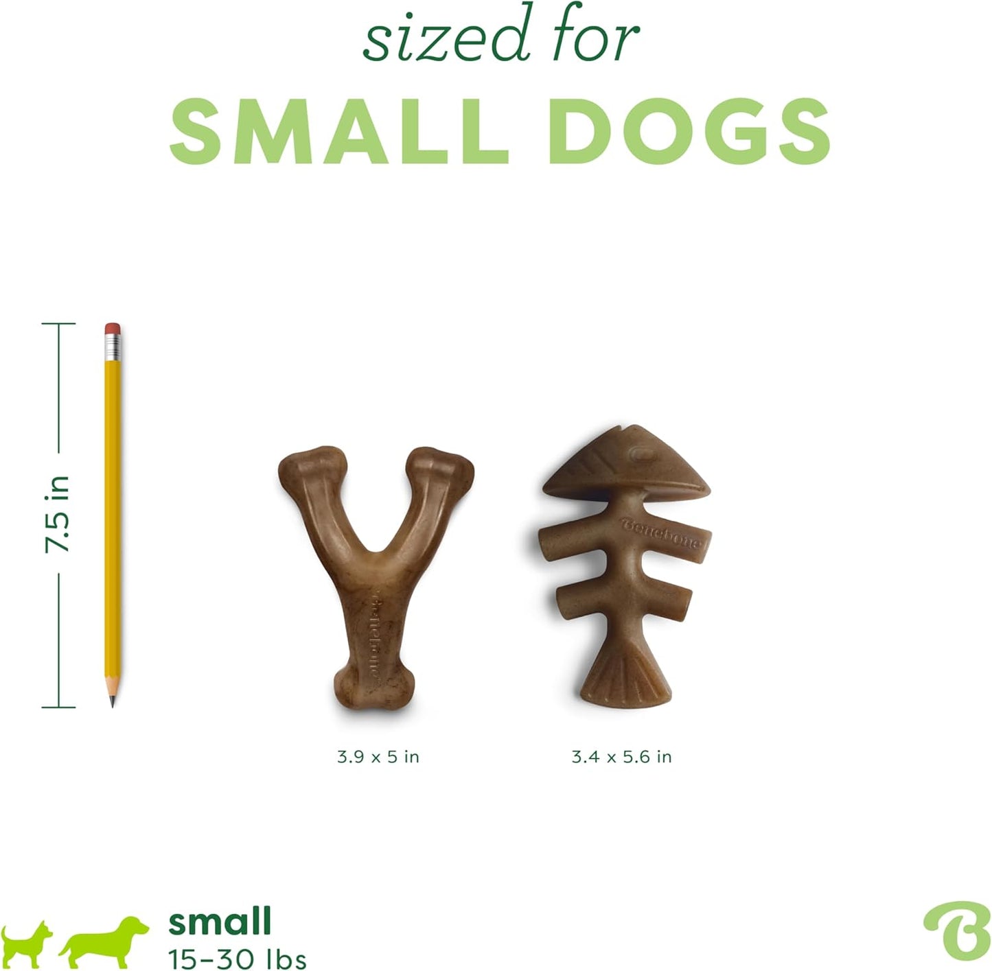 Hundekauspielzeug 2er-Set, Fishbone/Wishbone, Fishbone/Wishbone Small