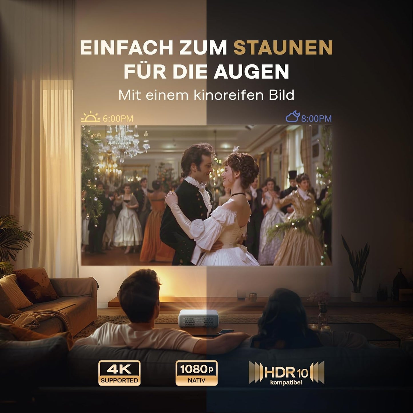 Eazze D1 Heimkino Beamer mit 4K Unterstützung