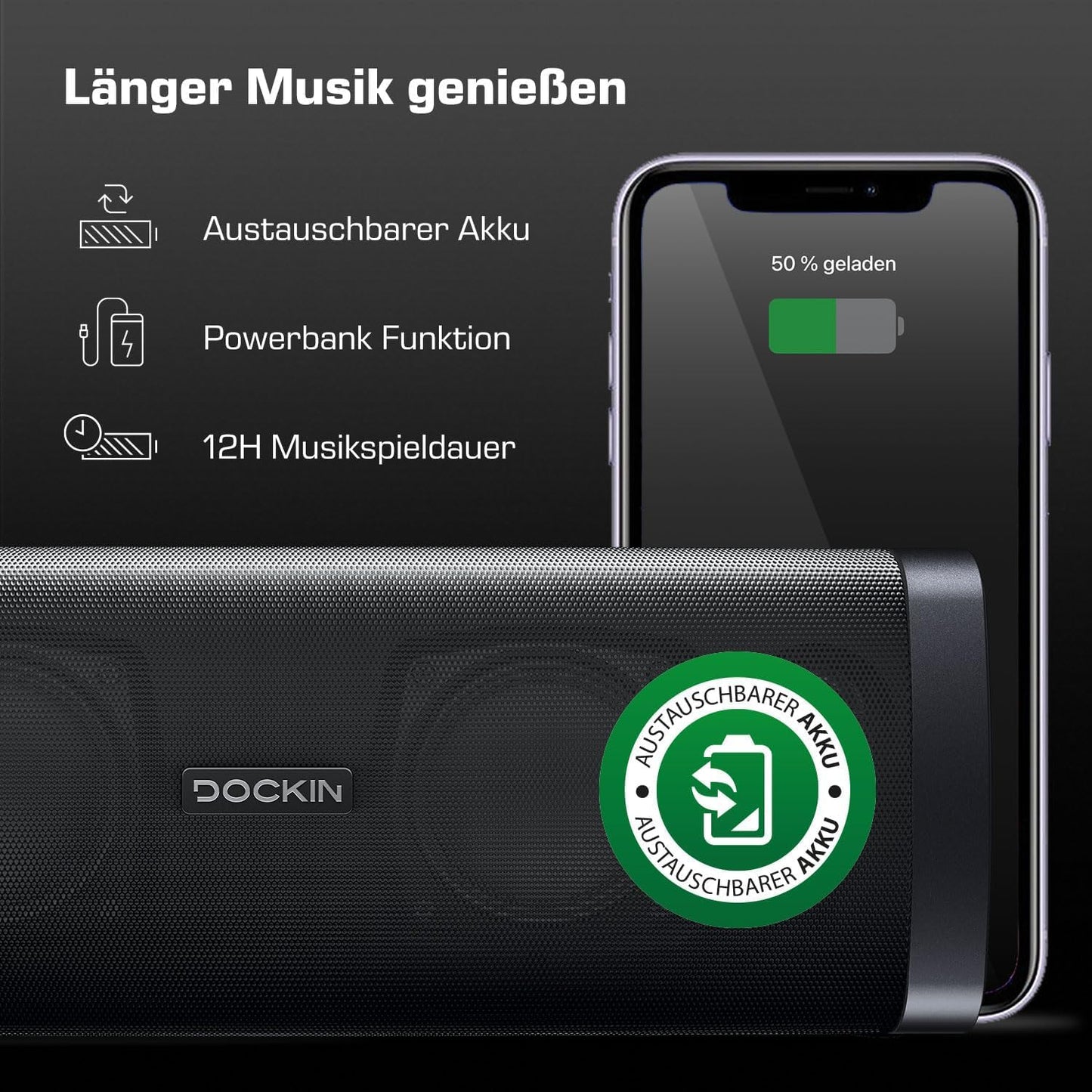 Bluetooth Lautsprecher, D FINE EVO (Testsieger)|1 Speaker, Schwarz