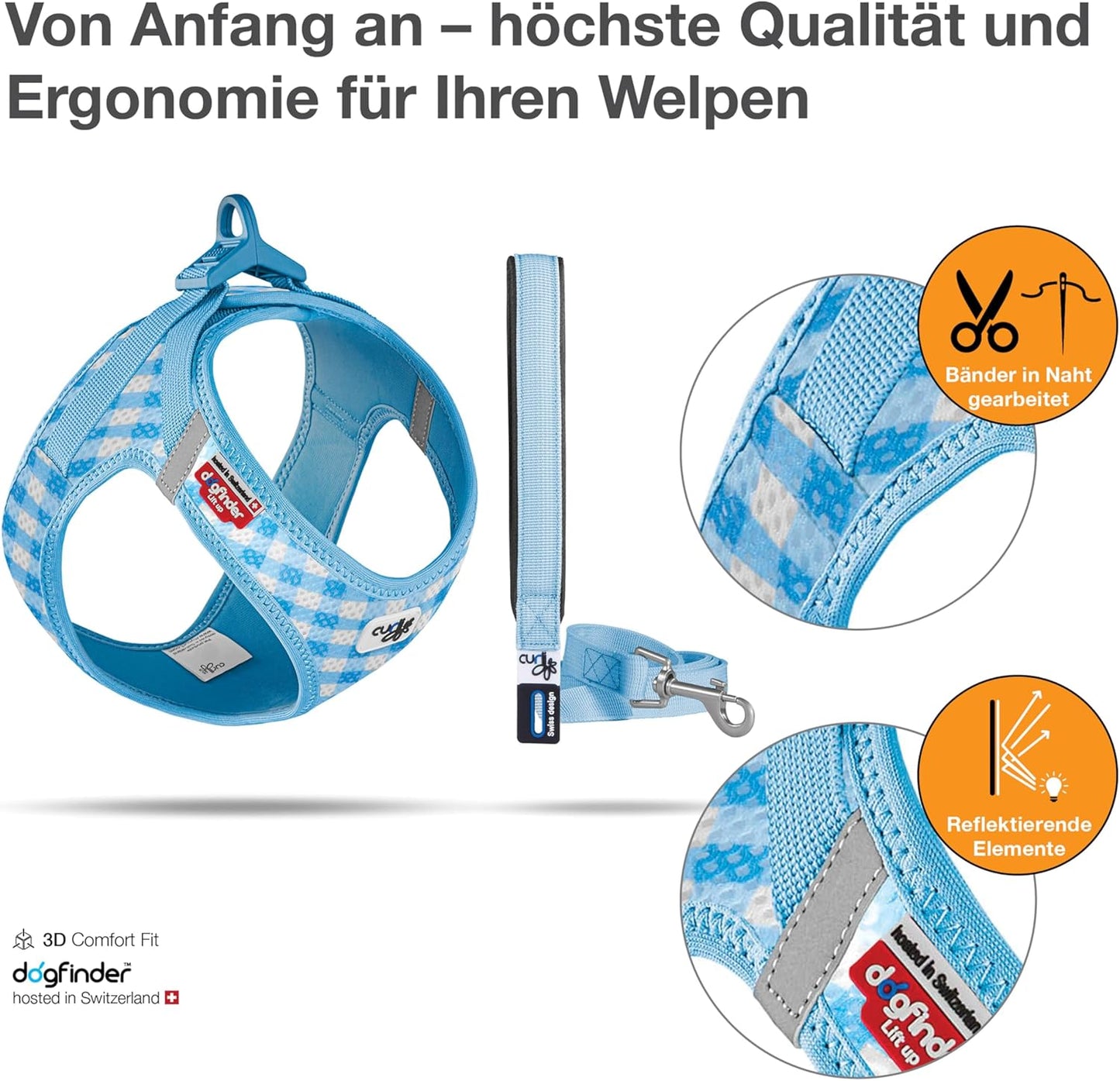 Hundegeschirr, Skyblue-Caro 2XS