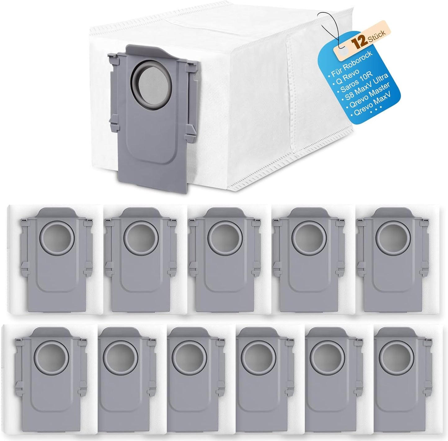 12-teiliges Staubbeutel-Set für Roborock Staubsauger Qrevo, S8 und Saros, Staubbeutel für S8 Maxv Ultra/Qrevo Master/Pro/Maxv/S/Saros 10r