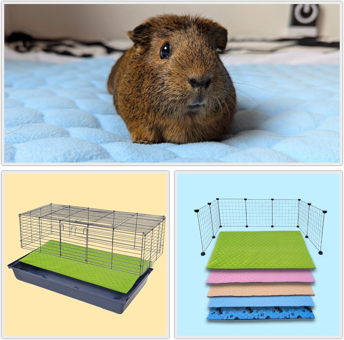 Käfigeinlage für Kaninchen und Meerschweinchen, saugfähig, wasserdicht, Blau, L 105 x B 70 x H 2 cm