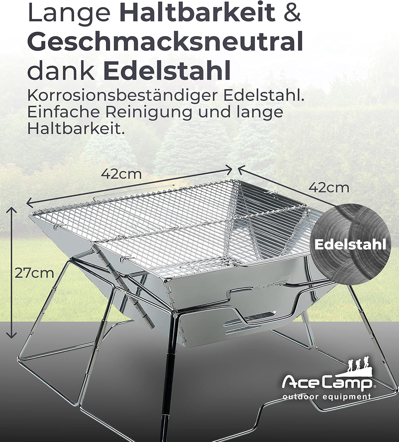 Klappbarer Holzkohlegrill, Large 42 X 42 X 27 Cm