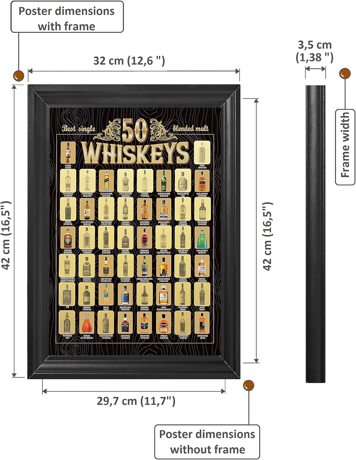 Whiskeys Rubbelposter mit 50 Top-Sorten