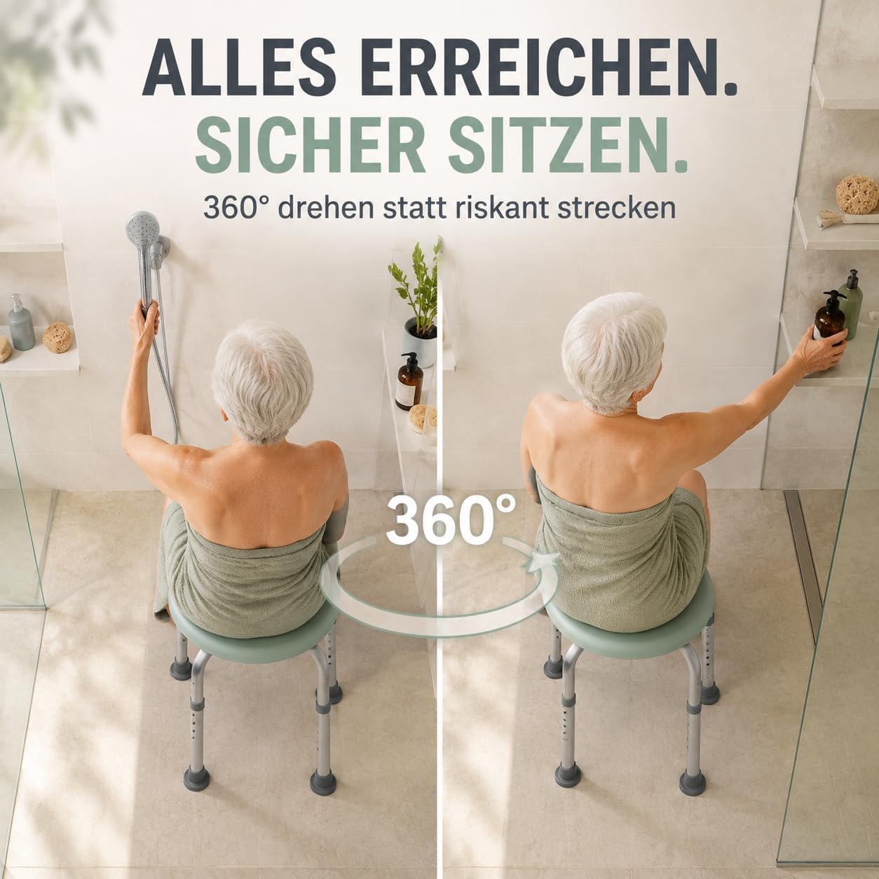 Drehbarer Duschhocker für Senioren