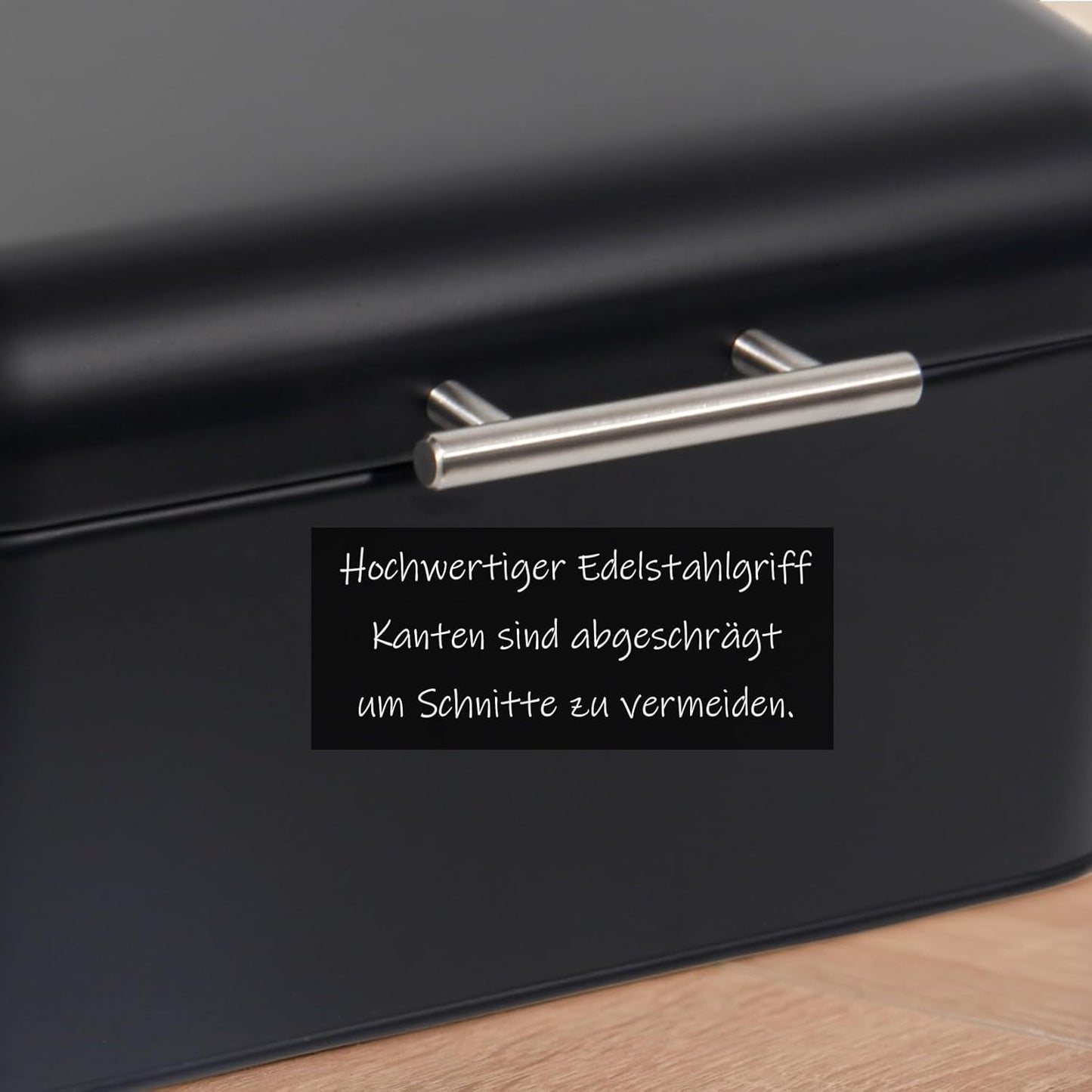 Retro Brotkasten aus Metall mit Deckel, Schwarz-30cm