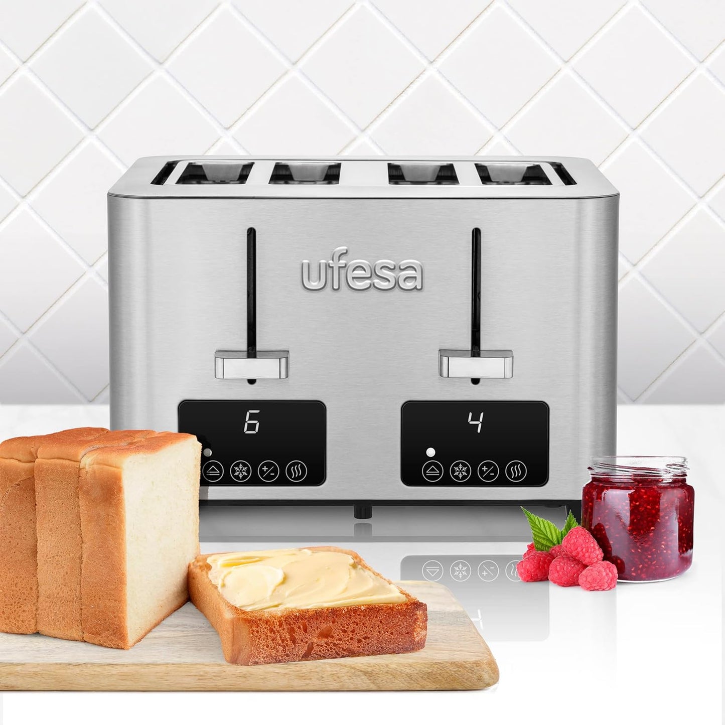 Toaster für 4 Scheiben, 4 Kurze Schlitze