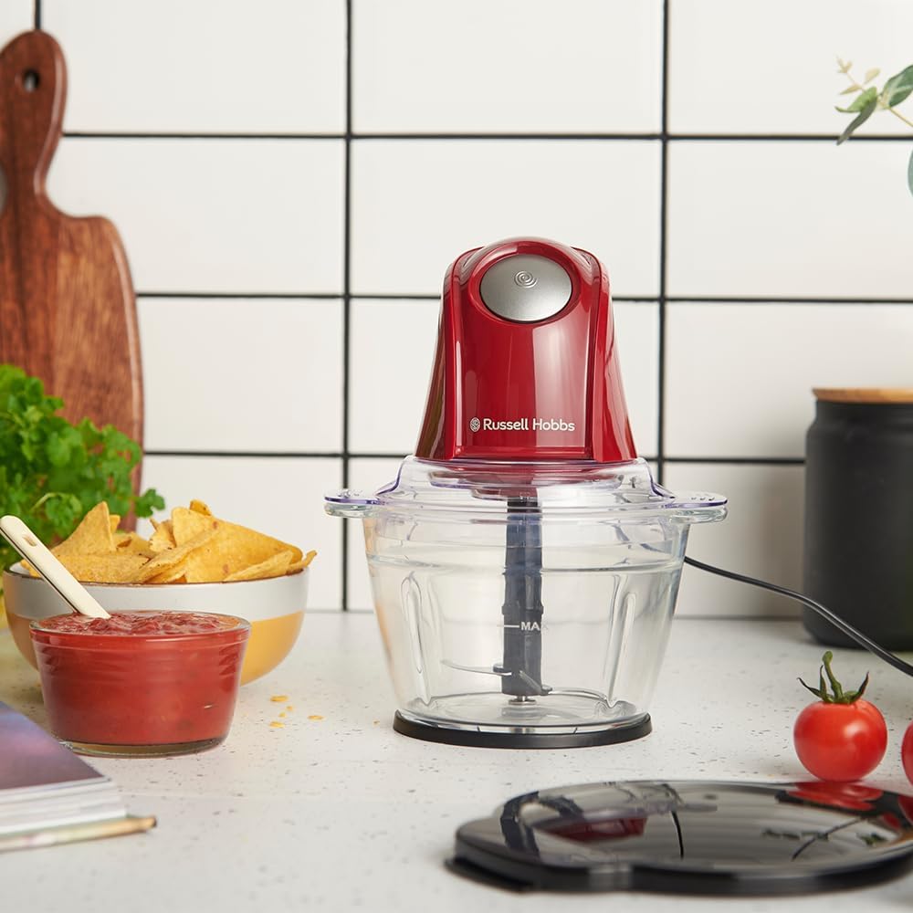 Elektrischer Mini-Zerkleinerer mit Glasbehälter, Rot Mini Zerkleinerer