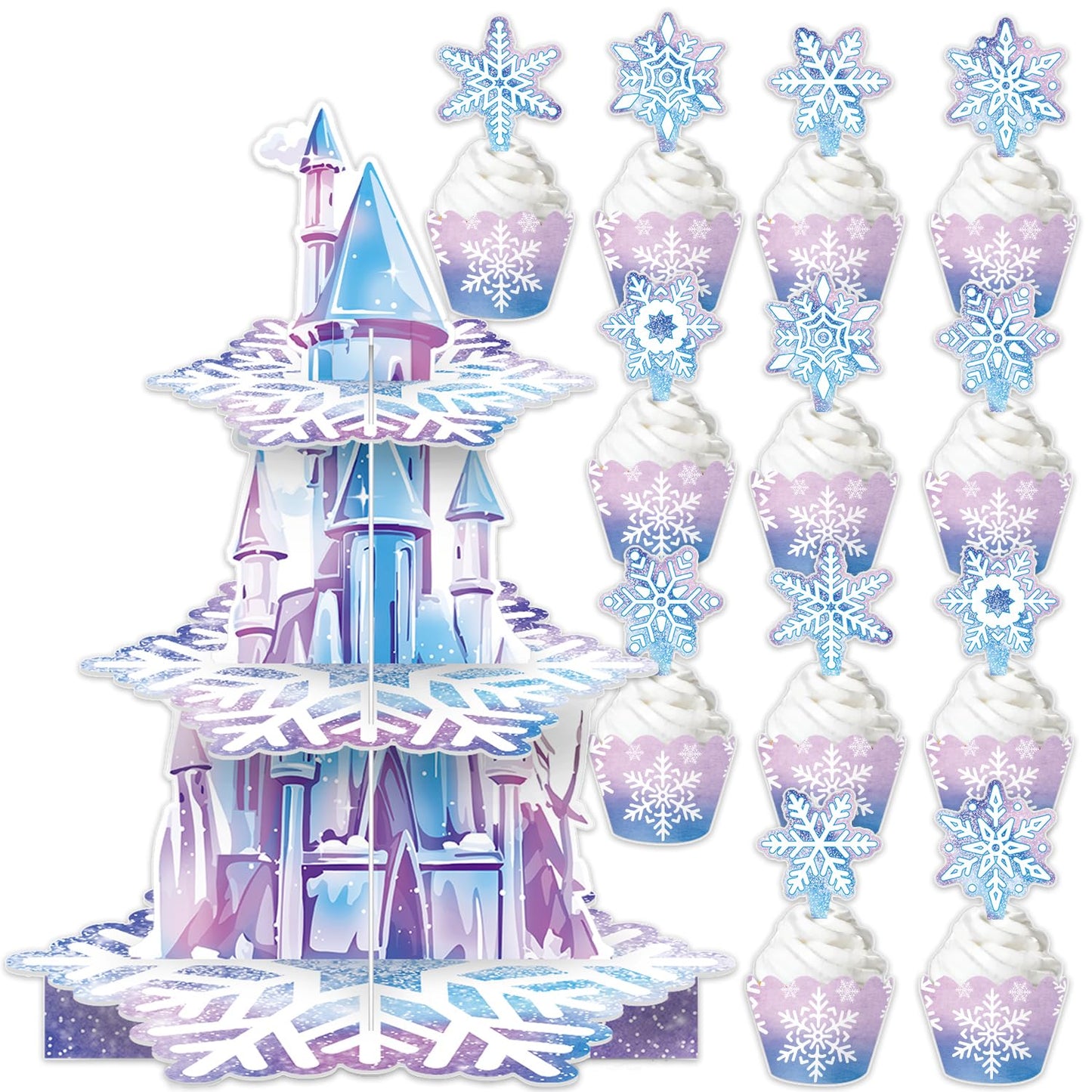 3-stöckiger Cupcakeständer Schneeflocke