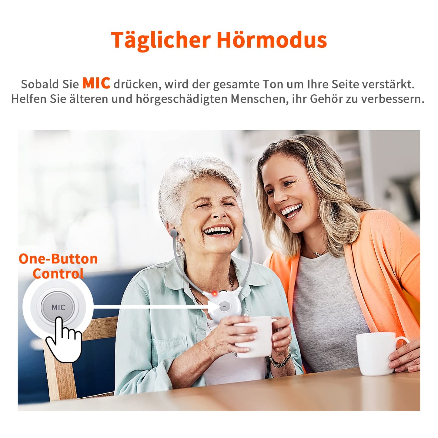 Funkkopfhörer APH100 für Fernseher, drahtlos mit 2 Akkus
