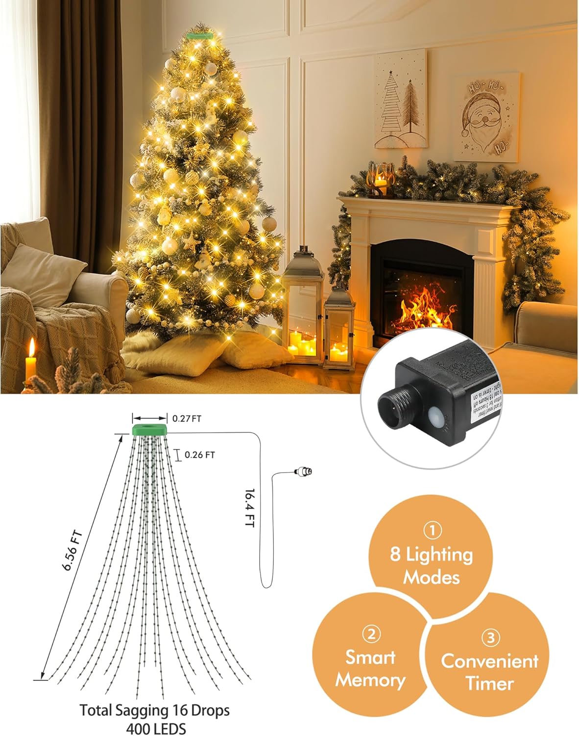 Lichterkette Weihnachtsbaum, Warmweiss|2M
