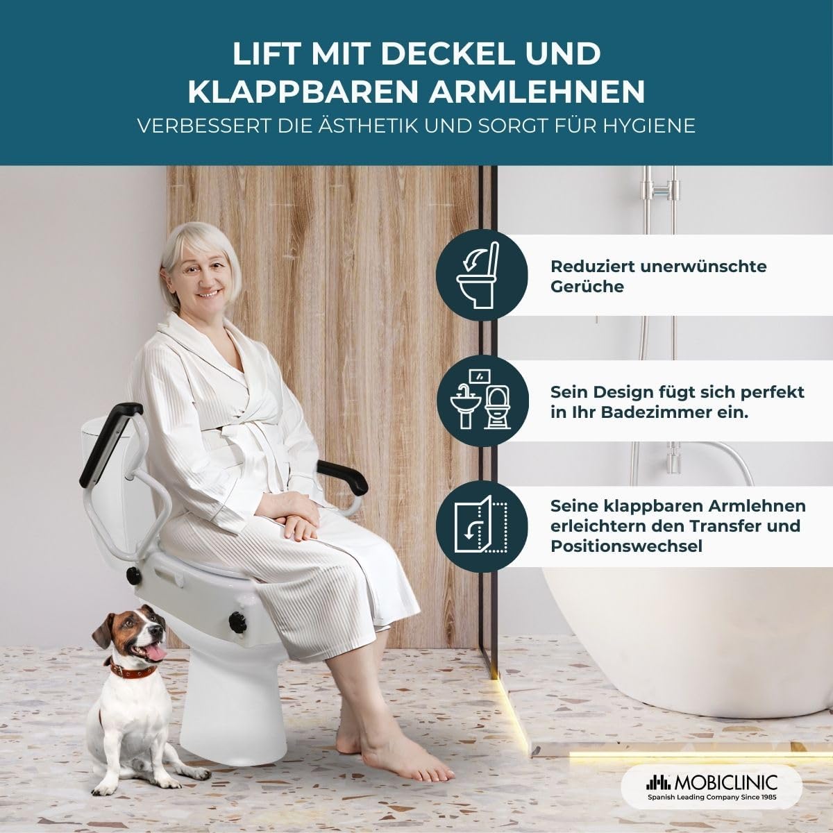 Toilettensitzerhöhung mit klappbaren Armlehnen