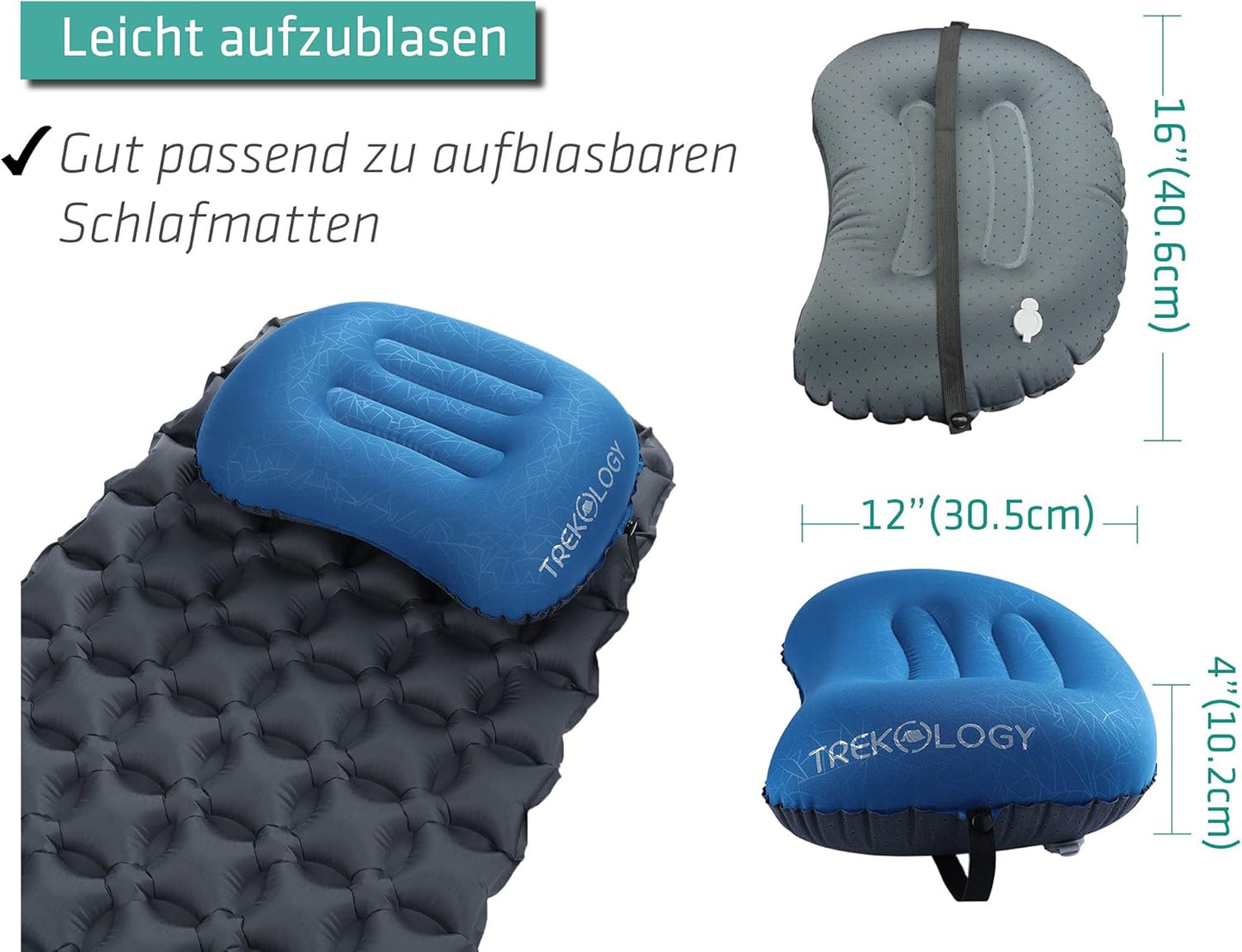 Aufblasbares Camping-Nackenkissen Aluft, Aluft 2.0 (Blau)