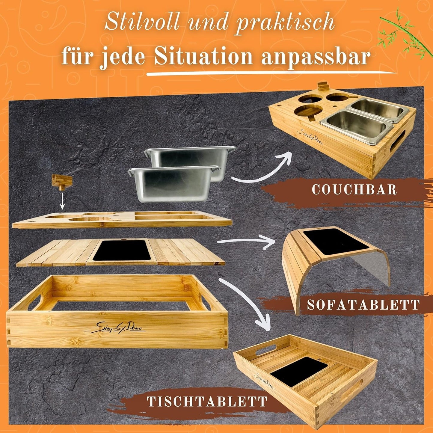 Couchbar Snackbox mit Getränkehalter