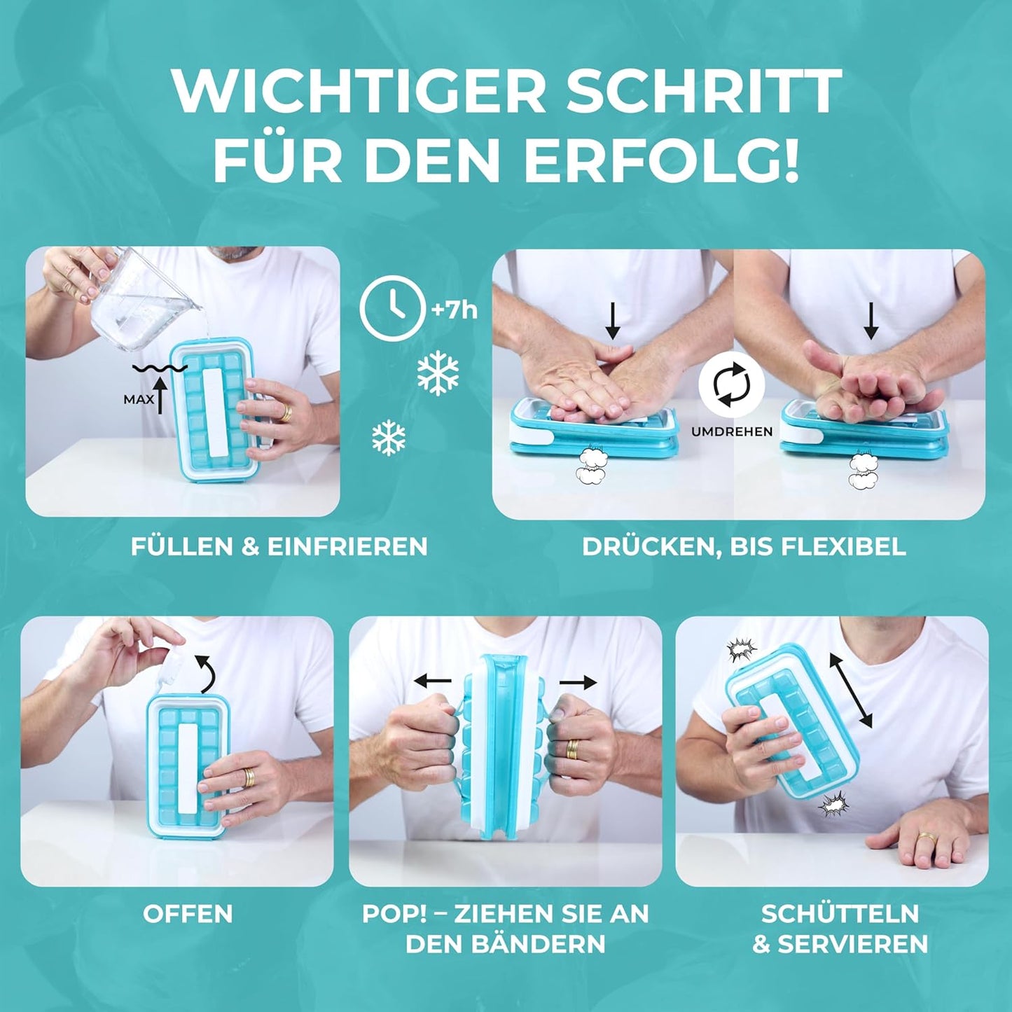 Eiswürfelform Pop 2.0 mit Hygienedeckel, Pop 2.0 Clear Water Blue (Exclusive)