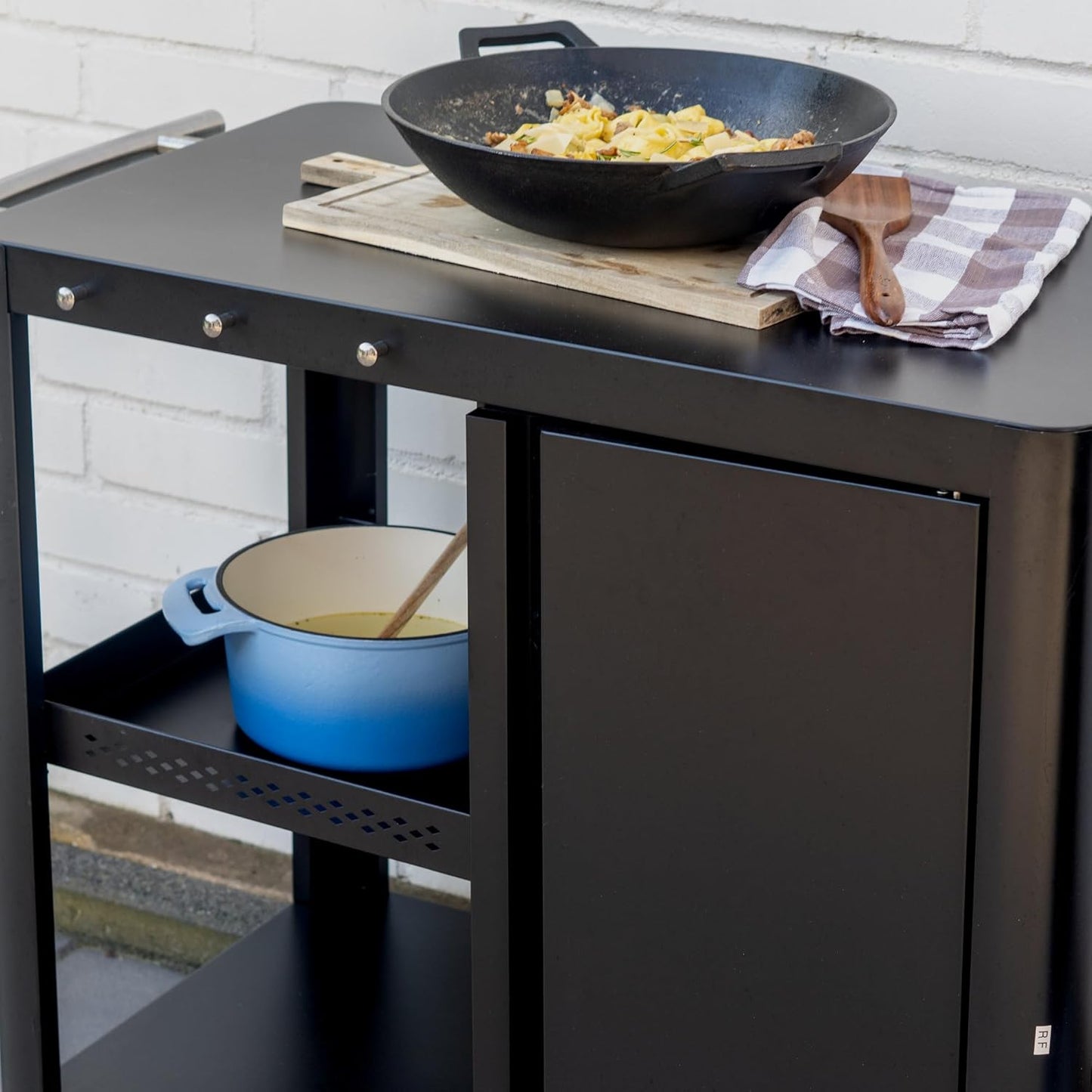 Grillwagen mit grosser Arbeitsfläche, 95 x 50 x 80 cm, Schwarz