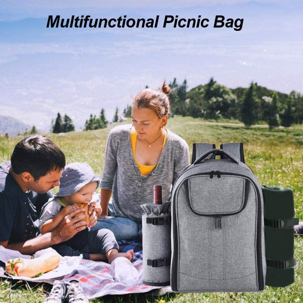 Picknickrucksack mit Kühlfach, Grau 【Kein Pad】